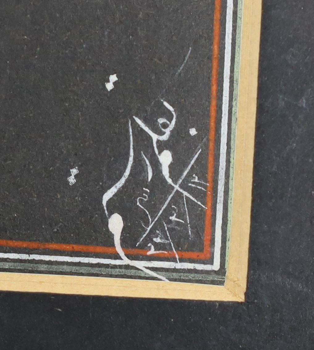 Persian School, gouache on black paper, Study of a dancing girl, signed, 24 x 17cm